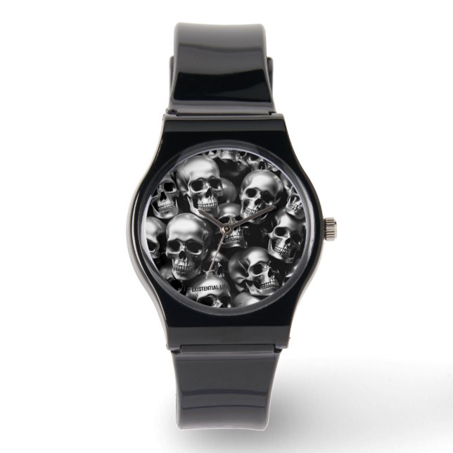 EXISTENTIAL LITE Silver Skulls Unisex  Watch (Front)