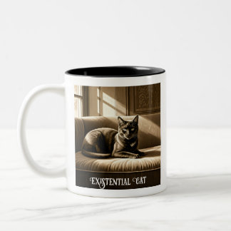 Existentialist Cat Two-Tone Coffee Mug