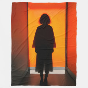 Exit in Orange – Bold Silhouette Wall Art Fleece Blanket