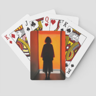 Exit in Orange – Bold Silhouette Wall Art Playing Cards