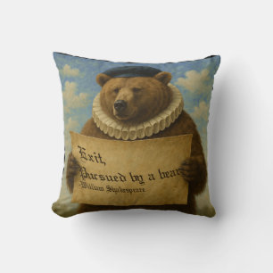 Exit, pursued by a bear Shakespeare quote bear Cushion