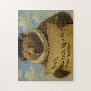 Exit, pursued by a bear Shakespeare quote bear Jigsaw Puzzle