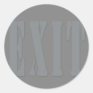 EXIT SIGN GREY CLASSIC ROUND STICKER