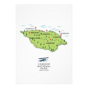 Exmoor National Park map Photo Print