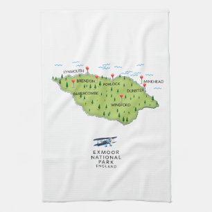 Exmoor National Park map Tea Towel