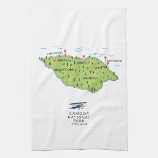 Exmoor National Park map Tea Towel