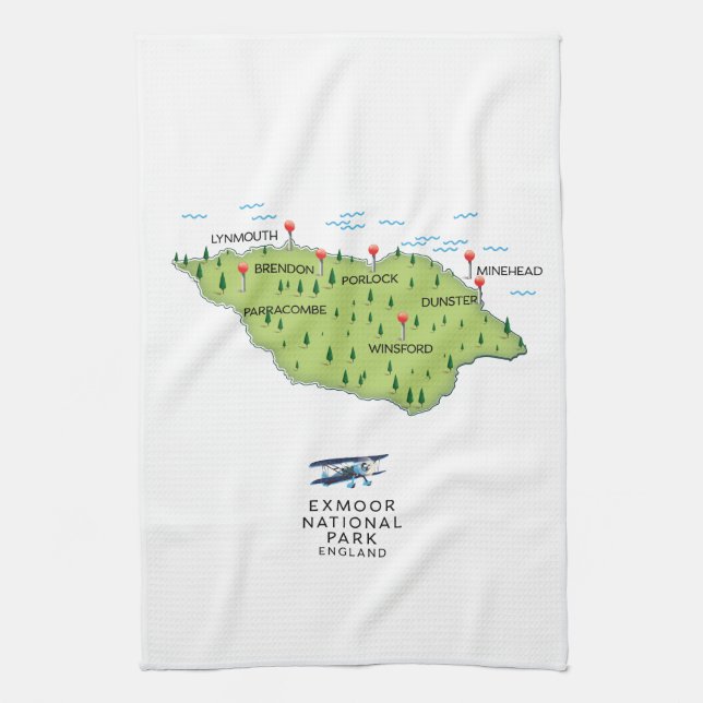 Exmoor National Park map Tea Towel (Vertical)