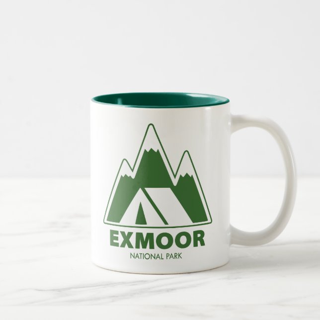 Exmoor National Park Mountains Camping Two-Tone Coffee Mug (Right)