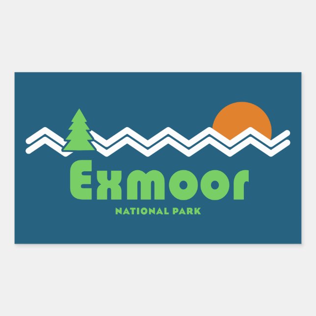 Exmoor National Park Retro Rectangular Sticker (Front)