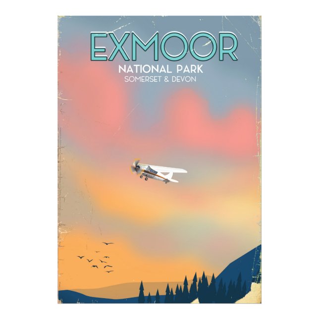 Exmoor National park vintage style travel poster (Front)