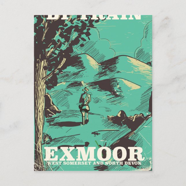 Exmoor National Park vintage travel poster Postcard (Front)