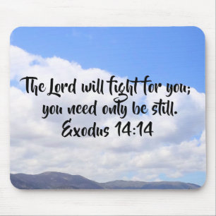 Exodus 14:14 Bible Verse Over Clouds Mouse Mat