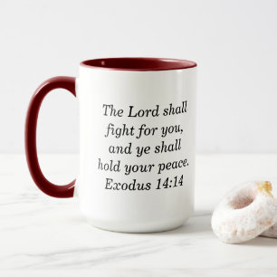 Exodus 14:14 Scripture Maroon Two-Tone Coffee Mug