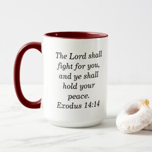 Exodus 14:14 Scripture Maroon Two-Tone Coffee Mug