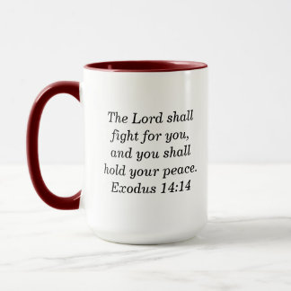 Exodus 14:14 Scripture Maroon Two-Tone Coffee Mug