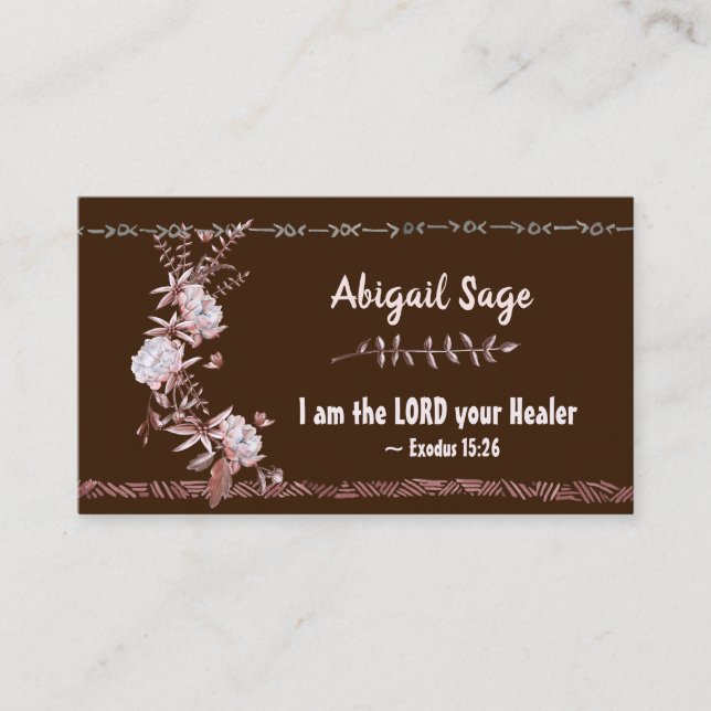 Exodus 15:26 I Am the Lord Your Healer Bible Verse Business Card (Front)