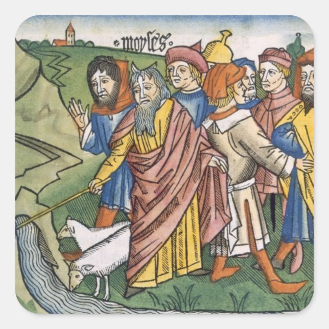 Exodus 17 1-7 Moses makes the water flow from the Square Sticker (Front)