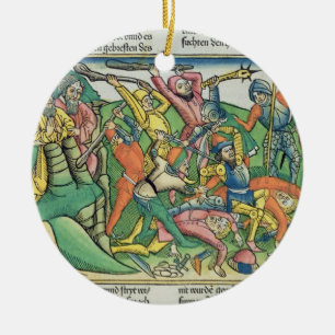 Exodus 17 8-15 Aaron and Hur support Moses' hands Ceramic Tree Decoration