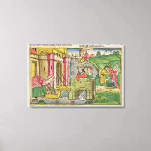 Exodus 2 1-6 Moses being floated down the Nile and Canvas Print