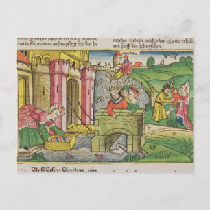 Exodus 2 1-6 Moses being floated down the Nile and Postcard