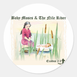Exodus 2:3 - Baby Moses on the Nile River Classic Round Sticker
