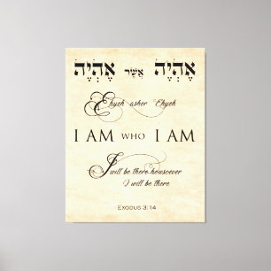 Exodus 3 verse 14 I AM who I AM Parchment Effect Canvas Print