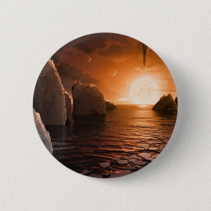 Exoplanet Trappist-1f From Its Icy Night Side. 6 Cm Round Badge