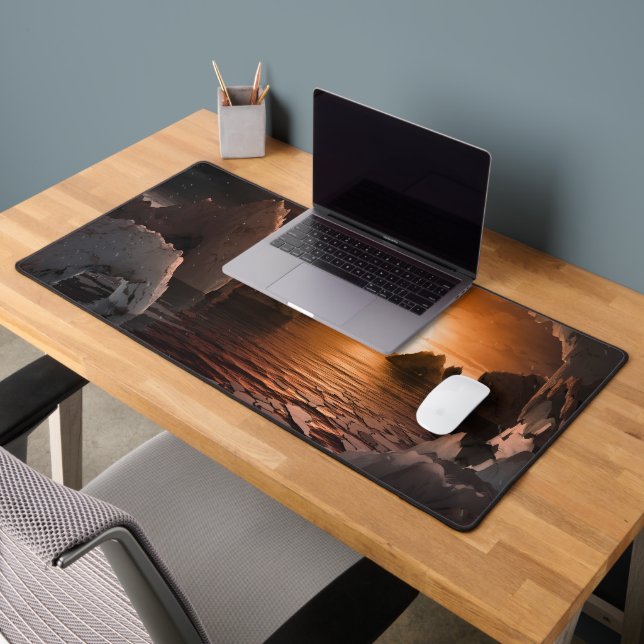 Exoplanet Trappist-1f From Its Icy Night Side. Desk Mat (Office 2)