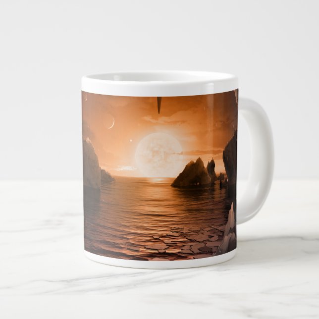 Exoplanet Trappist-1f From Its Icy Night Side. Large Coffee Mug (Front Right)