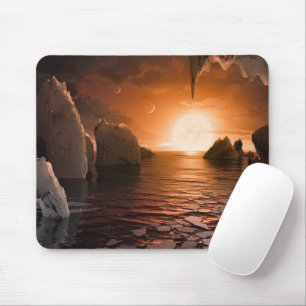 Exoplanet Trappist-1f From Its Icy Night Side. Mouse Mat