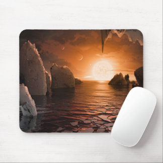 Exoplanet Trappist-1f From Its Icy Night Side. Mouse Mat