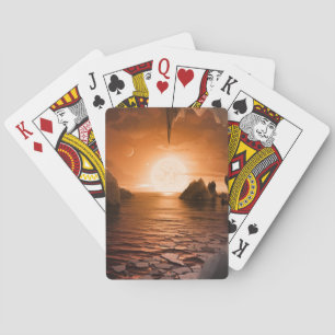Exoplanet Trappist-1f From Its Icy Night Side. Playing Cards