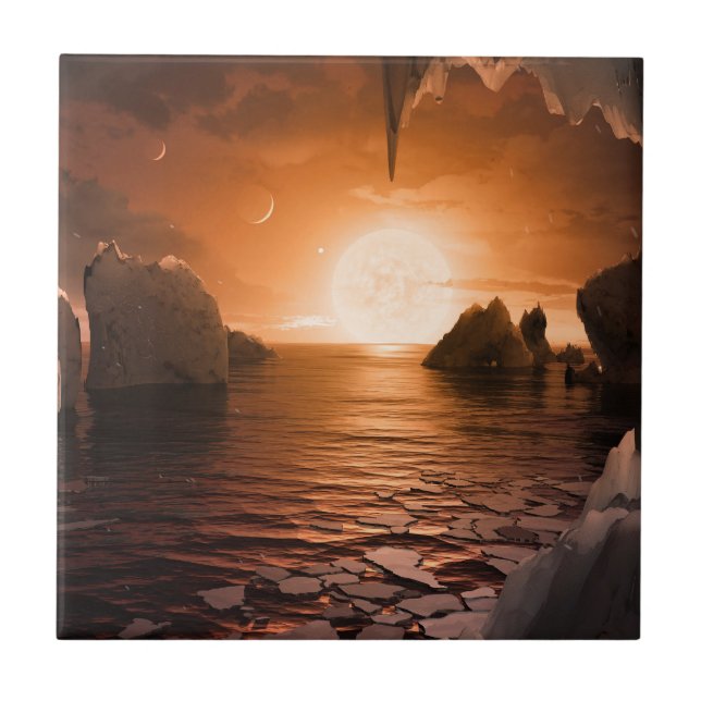 Exoplanet Trappist-1f From Its Icy Night Side. Tile (Front)