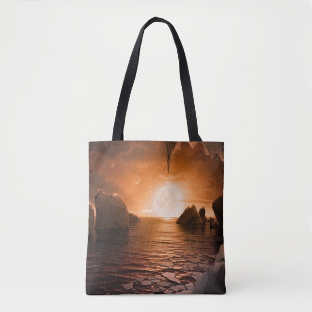 Exoplanet Trappist-1f From Its Icy Night Side. Tote Bag (Front)