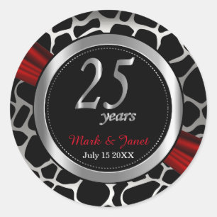 Exotic 25th Silver Wedding Anniversary Classic Round Sticker