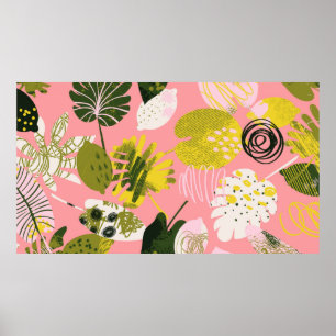 Exotic abstract tropical pattern with bright color poster