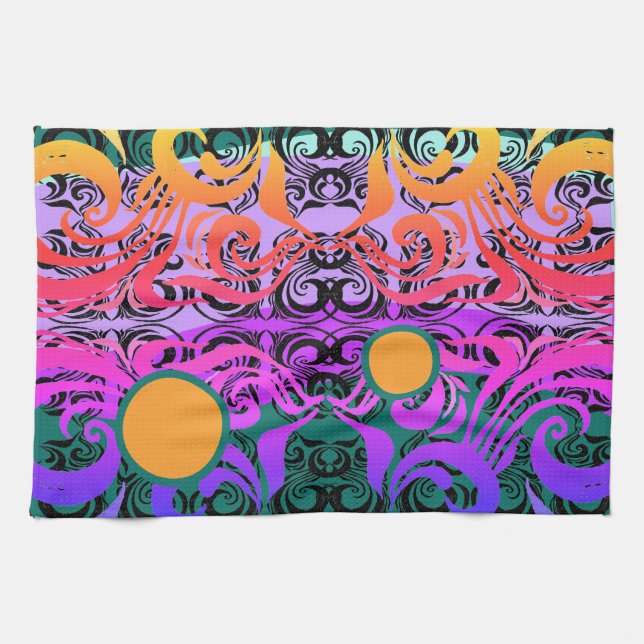 Exotic Alien Damask Towel (Horizontal)