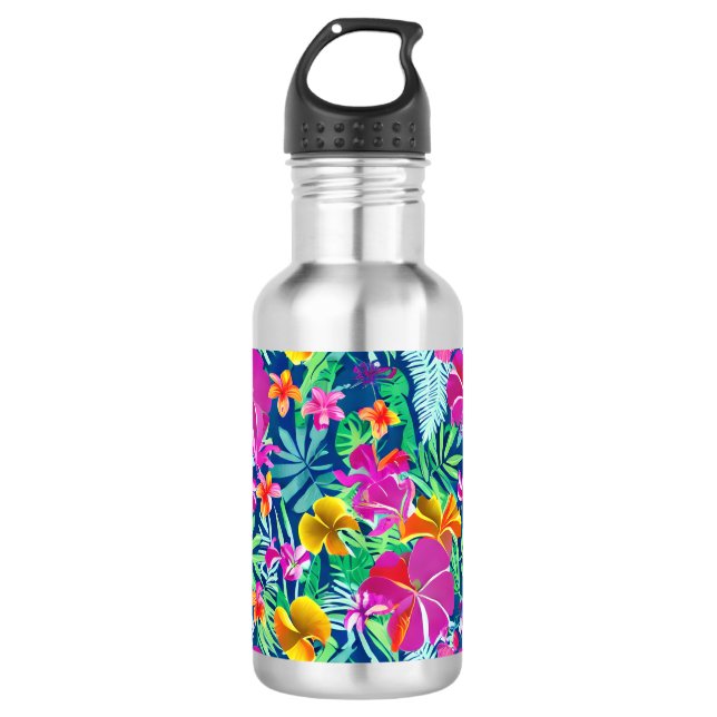 Exotic And Bold Tropical Florals 532 Ml Water Bottle (Front)