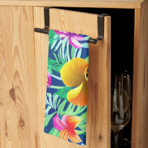 Exotic And Bold Tropical Florals Tea Towel