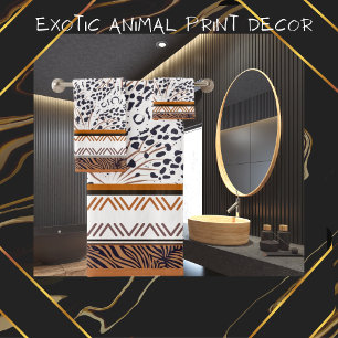 Exotic Animal Prints Brown, Rust, Black Graphics Bath Towel Set