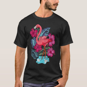 Exotic Animal Tropical Zoo Bird Flowers Pink Flam T-Shirt