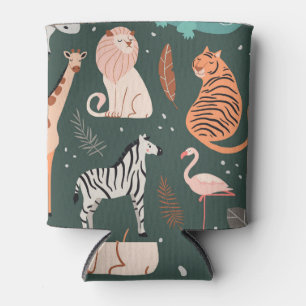 Exotic Animals: Dark Tropical Kids' Pattern. Can Cooler