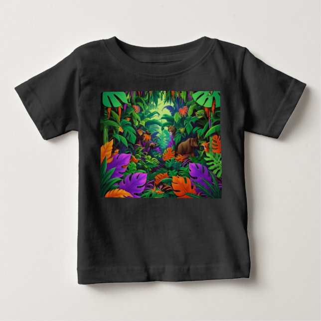 Exotic Animals Jungle Scene Baby T-Shirt (Front)