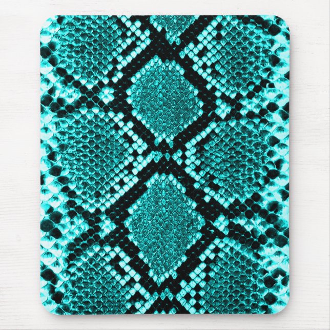 Exotic Aqua Diamond Rattlesnake Skin Animal Print Mouse Mat (Front)