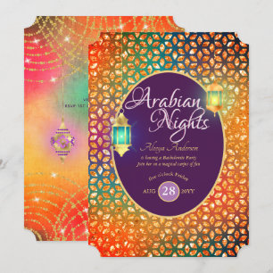 Exotic Arabian Nights Party String Lights Lanterns Invitation