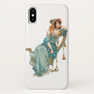 Exotic Art Nouveau Beauty in Teal Robes iPhone X Case