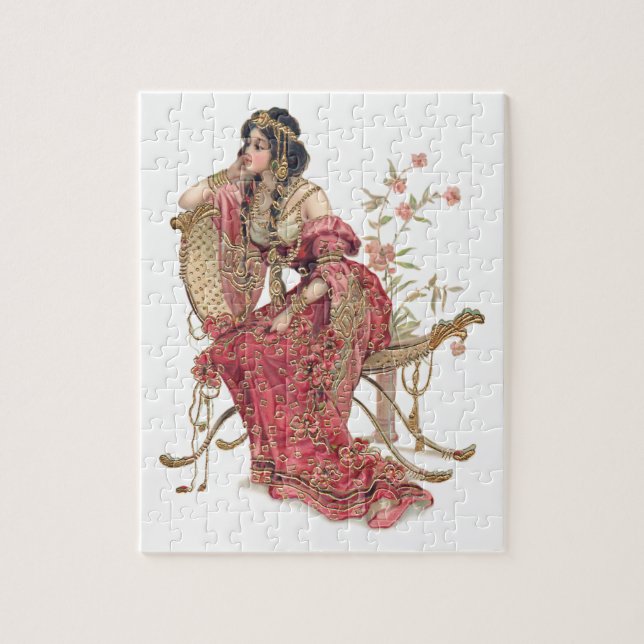 Exotic Art Nouveau Woman in Ornate Costume Jigsaw Puzzle (Vertical)