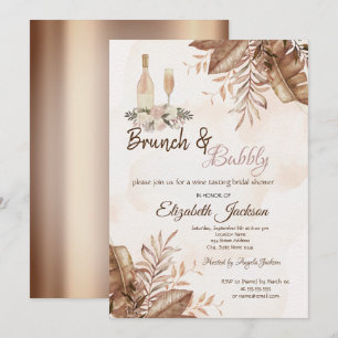 Exotic Autumn Floral Brunch& Bubbly Bridal Shower  Invitation