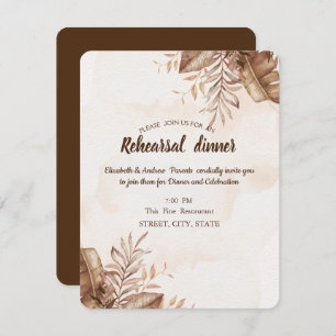 Exotic Autumn Floral Rehearsal Dinner Invitation