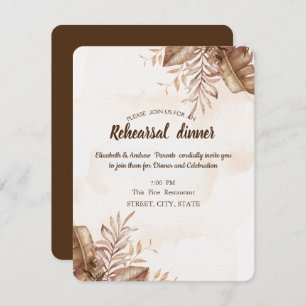 Exotic Autumn Floral Rehearsal Dinner  Invitation